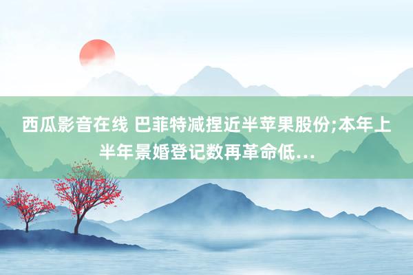 西瓜影音在线 巴菲特减捏近半苹果股份;本年上半年景婚登记数再革命低…