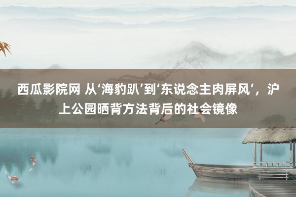 西瓜影院网 从‘海豹趴’到‘东说念主肉屏风’，沪上公园晒背方法背后的社会镜像