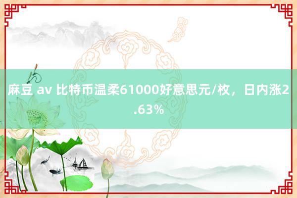 麻豆 av 比特币温柔61000好意思元/枚，日内涨2.63%