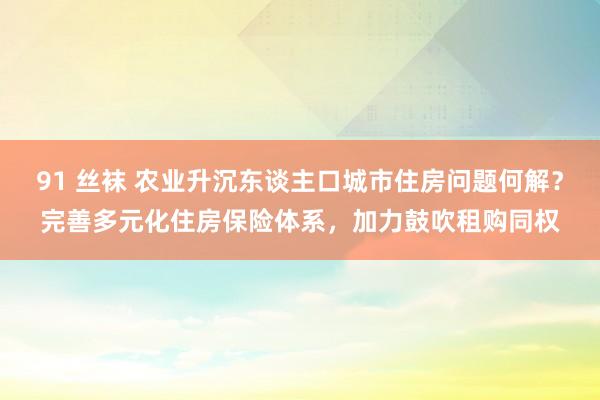 91 丝袜 农业升沉东谈主口城市住房问题何解？完善多元化住房保险体系，加力鼓吹租购同权