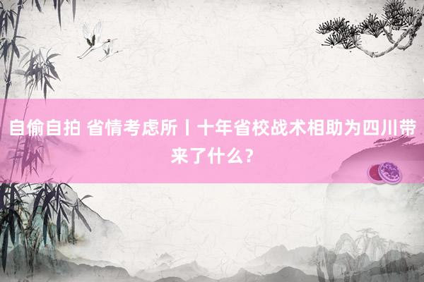 自偷自拍 省情考虑所丨十年省校战术相助为四川带来了什么？